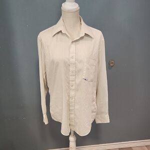 Vintage 90's Luxurata Cotton Blend Pinstripe Sheer Long Sleeve Button Down Shirt